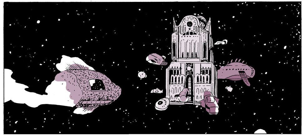 A panel from "On a Sunbeam" by Tillie Walden.