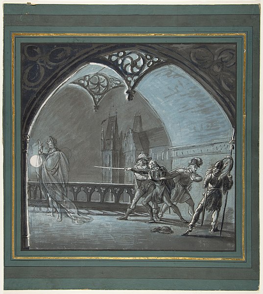 The Ghost of the King Appearing to Hamlet, Horatio and Guards (Hamlet, Act 1, Scene 4)
